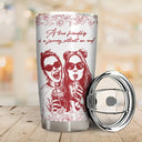 Gift For Bestie,Old Best friends,Gift For Sisters,Custom Photo,Happy - Custom Photo Pencil Sketch A True Friendship Is A Journey Without An End - Personalized Tumbler
