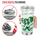 Gift For Bestie,Old Best friends,Gift For Sisters,Custom Photo,Happy - Custom Photo Pencil Sketch A True Friendship Is A Journey Without An End - Personalized Tumbler