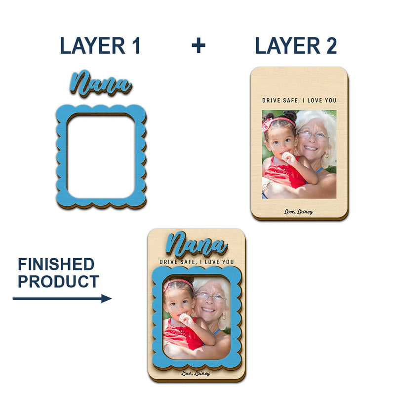 Gift For Mother,Gift For Grandma,Love,Custom Photo,Photo - Custom Photo Grandma Mommy Drive Safe I Love You - Personalized Custom Shaped Car Visor Clip