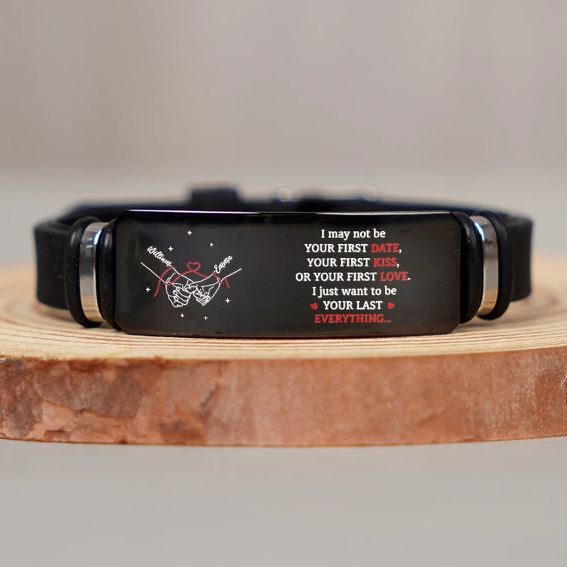 Gift For Couples,Gift For Husband,Gift For Boyfriend,Gift For Wife,Gift For Girlfriend,LGBT,Gift For Women,Gift For Men,Love,Icon,Romantic - Couple Holding Hands I Want To Be Your Last Everything - Personalized Engraved Bracelet