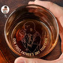 Gift For Father,New Dad,New baby,Happy - Custom Photo Outline Sketch New Dad Our First Father's Day Together - Personalized Engraved Whiskey Glass