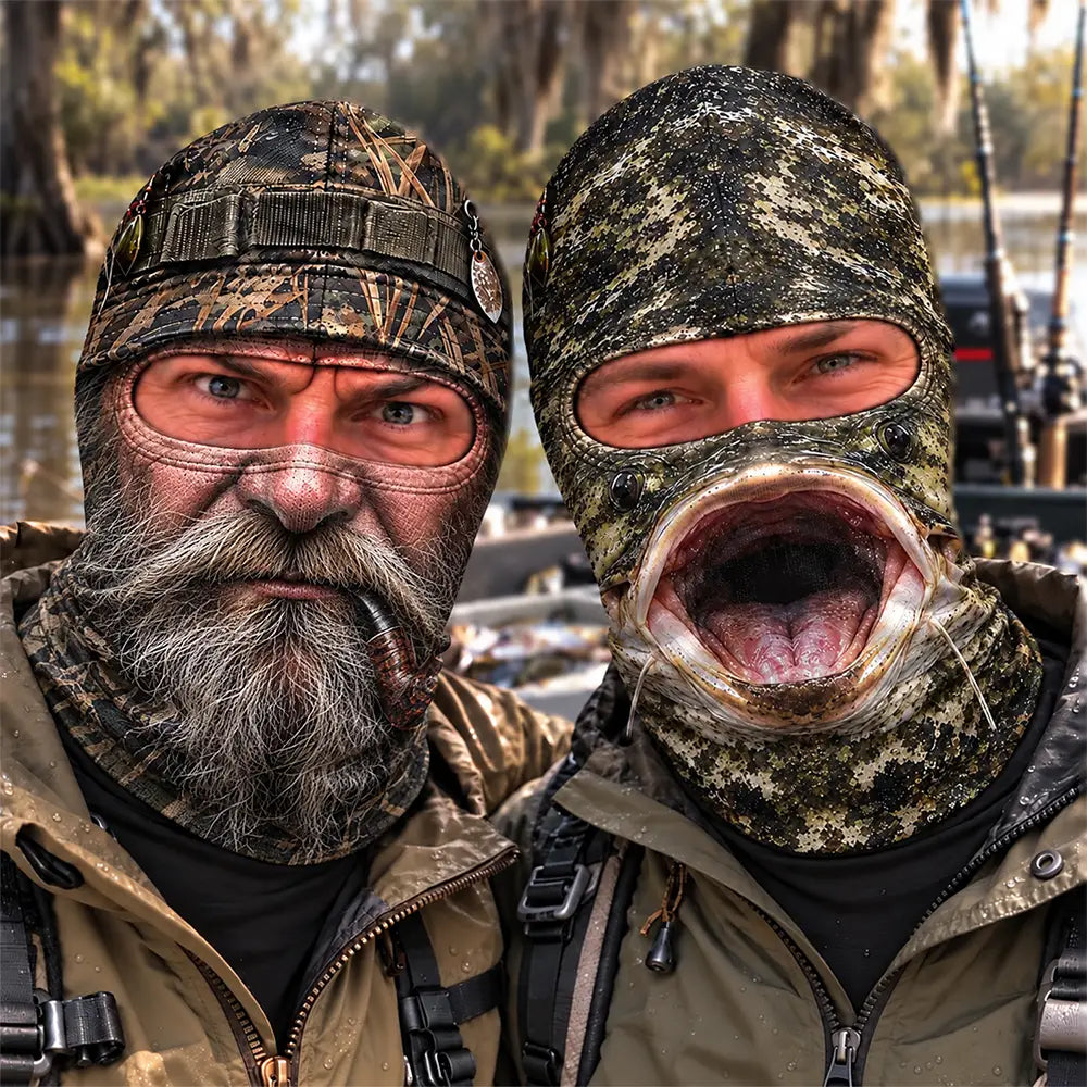 Gag Gift For Men Who Love Fishing, Fishermen, Friend - Personalized Realistic Big Fish Mouth Funny Face Balaclava Face Mask