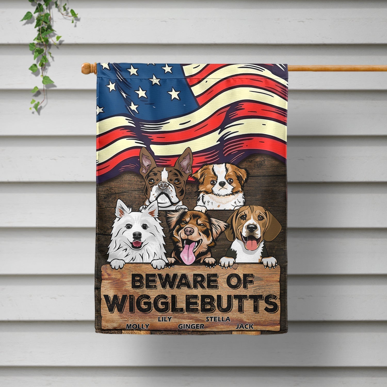 Beware Of Wigglebutt Stars And Stripes - Gift For Dog Lovers - Personalized Custom Flag