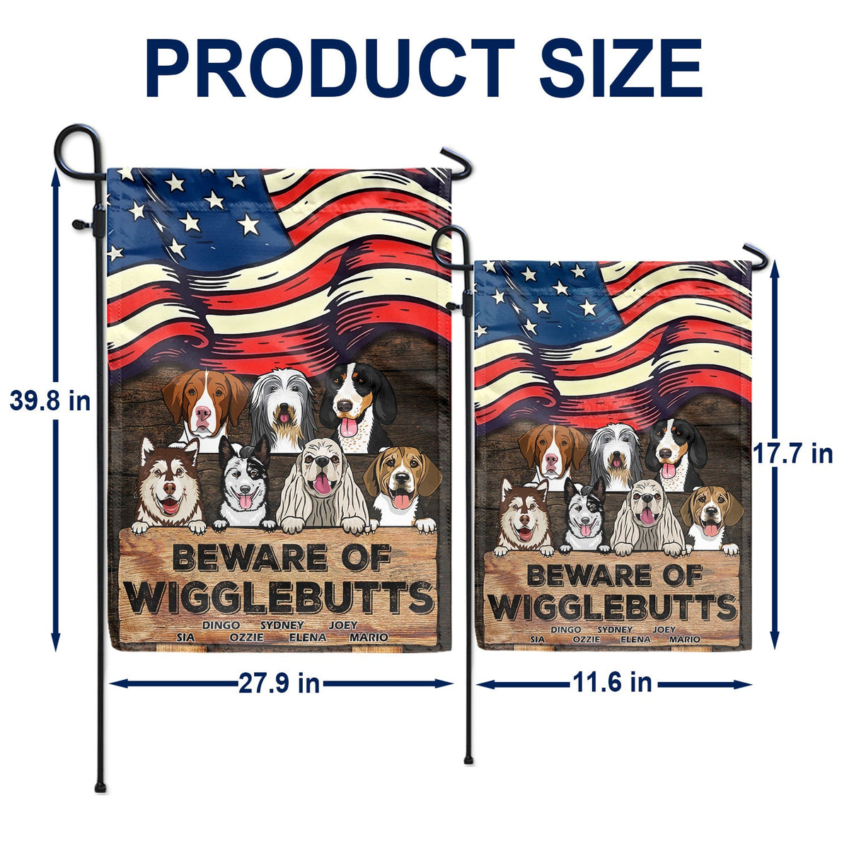 Beware Of Wigglebutt Stars And Stripes - Gift For Dog Lovers - Personalized Custom Flag