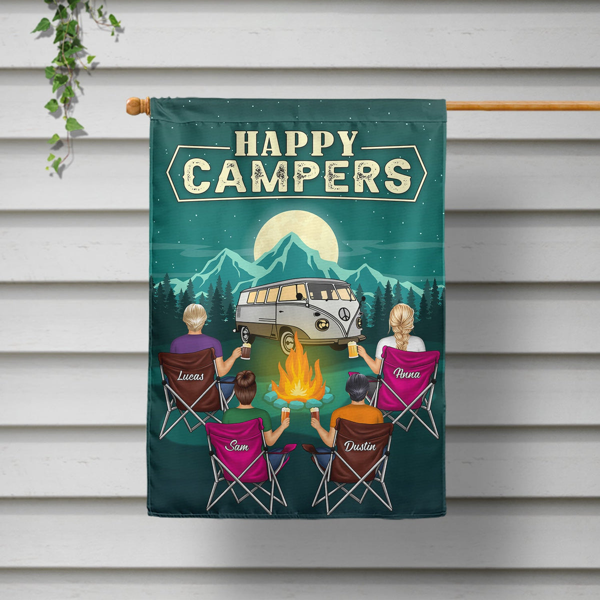 Happy Campers - Gift For Camping Besties - Personalized Custom Flag
