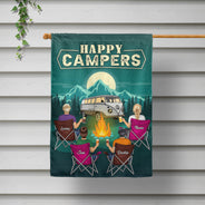 Happy Campers - Gift For Camping Besties - Personalized Custom Flag