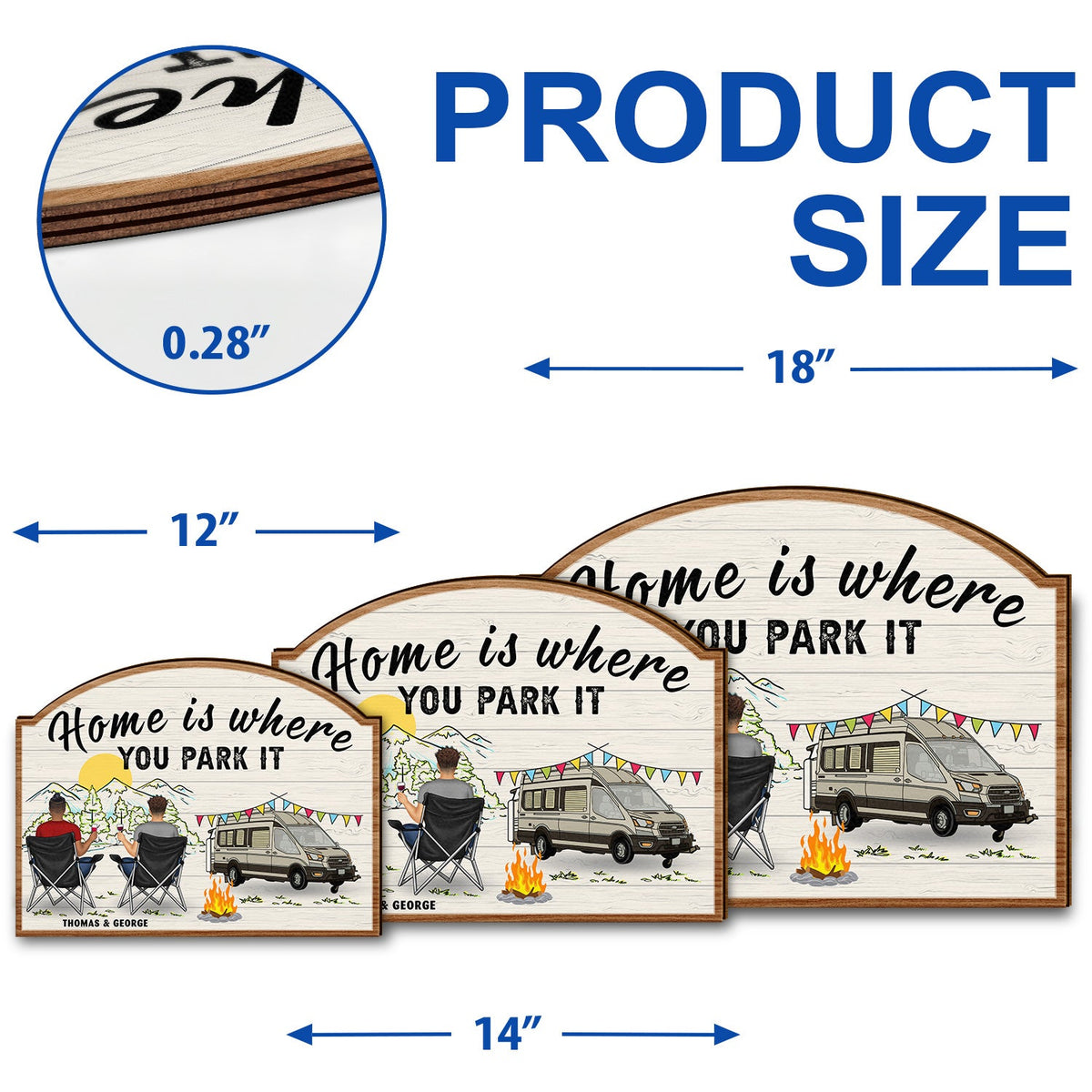 Home Is Where We Park It - Gift For Camping Lovers - Personalized Custom Shaped Wood Sign