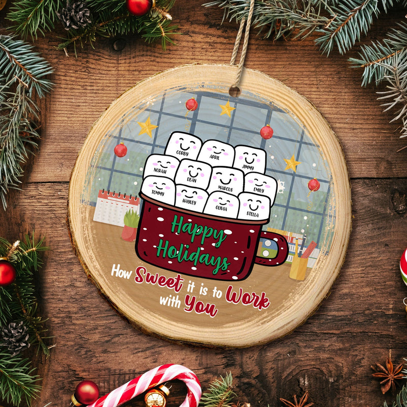 How Sweet To Work With You - Christmas Gift For Co-worker - Personalized Wood Slice Ornament