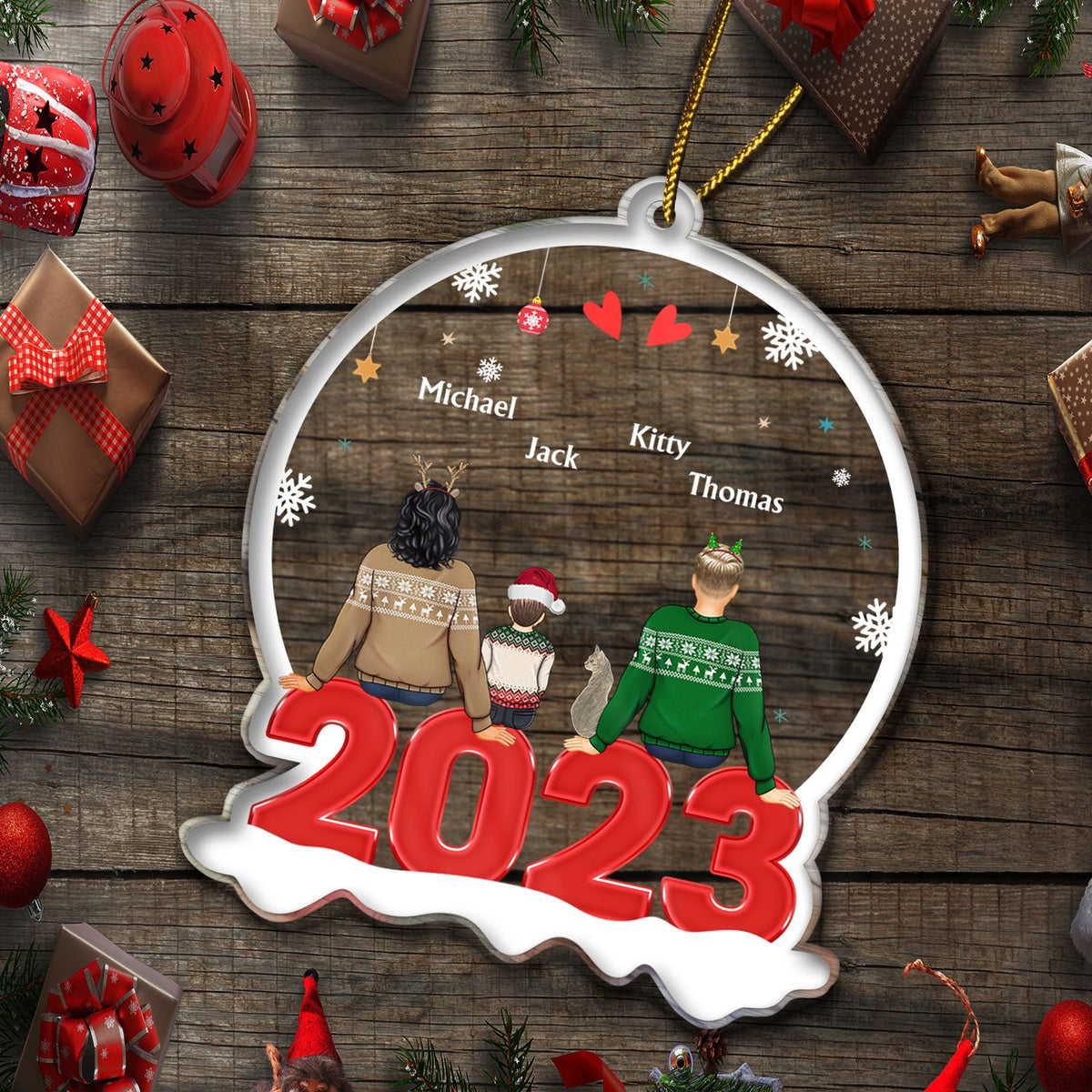Family Backside - Christmas Gift For Family - Personalized Custom Shaped Acrylic Ornament