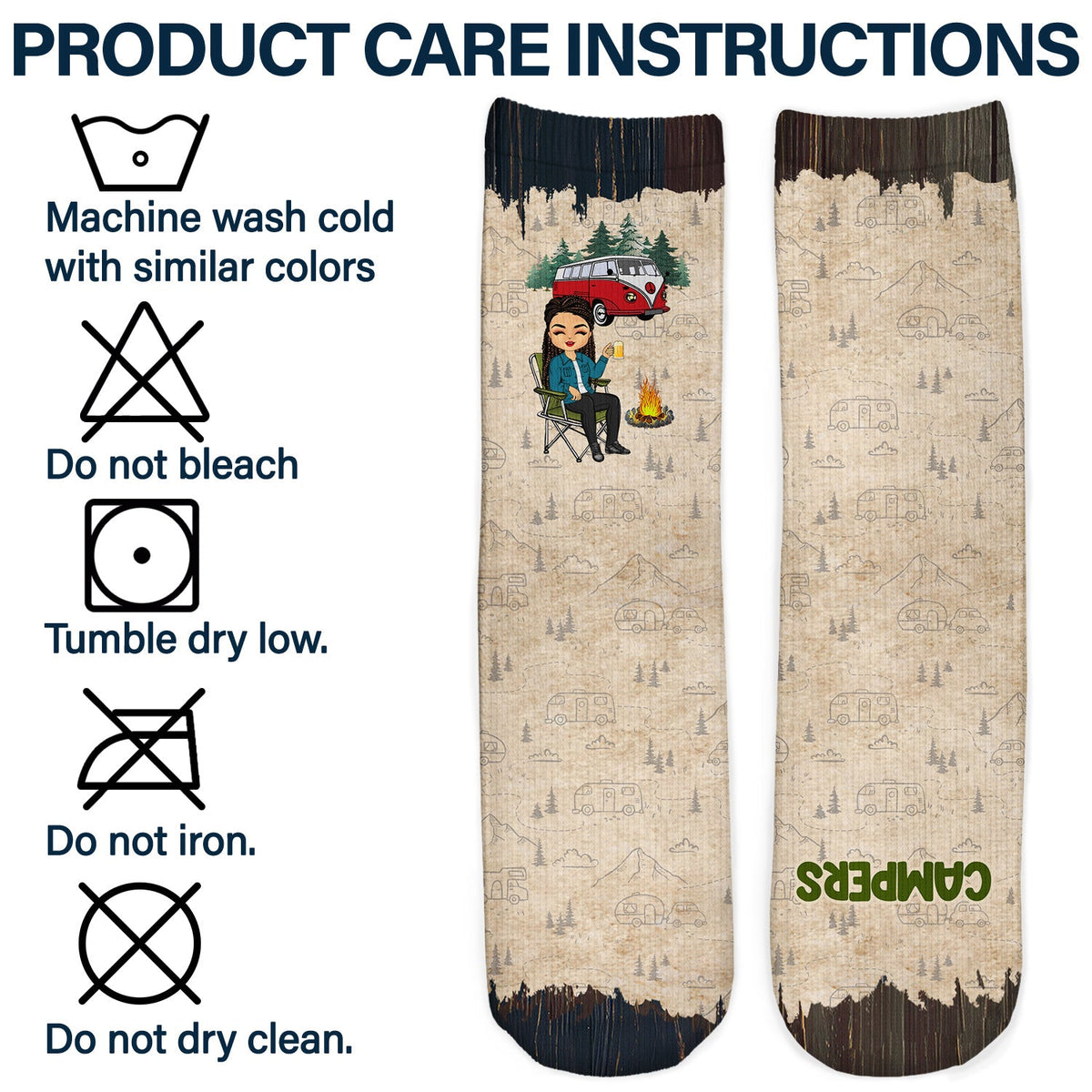 I'd Rather Be Camping - Gift For Camping Lovers - Personalized Socks