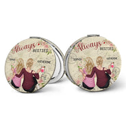 Always Besties - Gift For Best Friends, Besties - Personalized Circle Compact Mirror