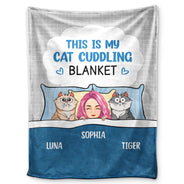 This Is My Cat Cuddling Cozy - Gift For Cat Lovers - Personalized Fleece Blanket, Sherpa Blanket
