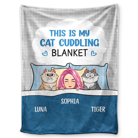 This Is My Cat Cuddling Cozy - Gift For Cat Lovers - Personalized Fleece Blanket, Sherpa Blanket