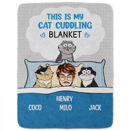 This Is My Cat Cuddling Cozy - Gift For Cat Lovers - Personalized Fleece Blanket, Sherpa Blanket