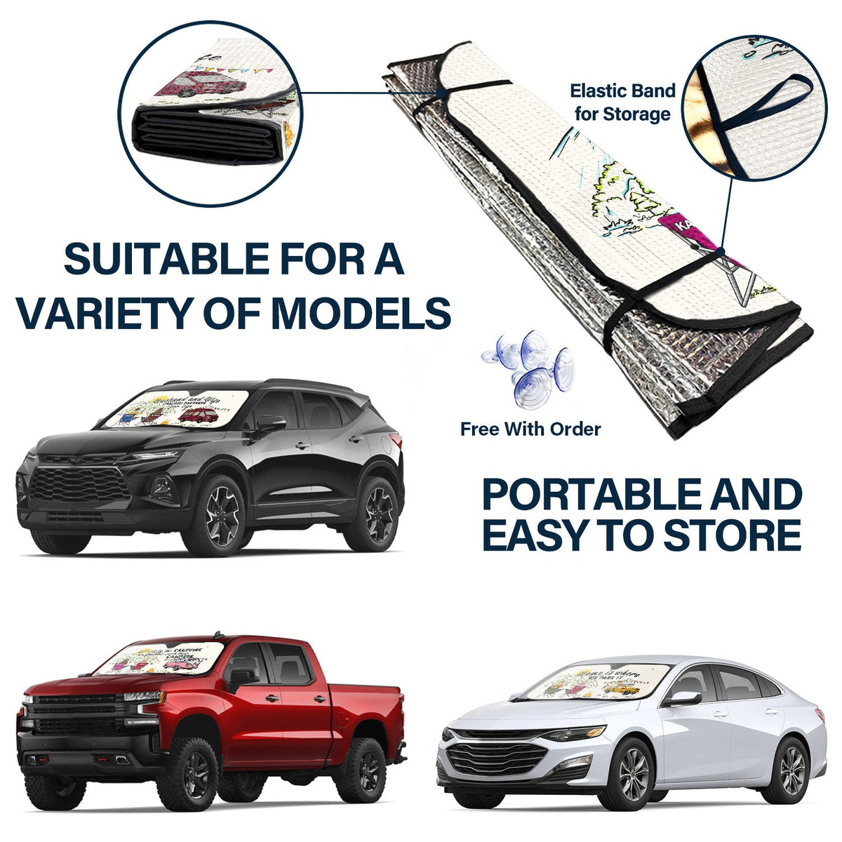 Home Is Where We Park It - Gift For Camping Lovers - Personalized Auto Sunshade