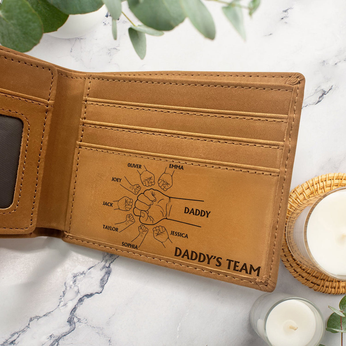 Best Dad Grandpa Ever Hand Punch - Personalized Bifold Wallet