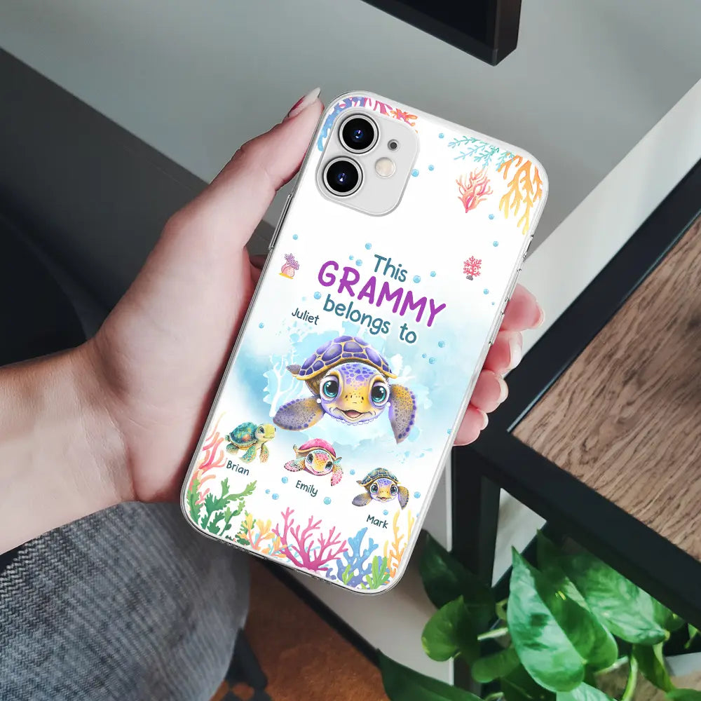 This Grandma Belongs To Turtle Summer - Personalized Clear Phone Case