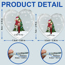 Christmas Couple My Favorite Place In All The World - Personalized Heart Shaped Glass Ornament