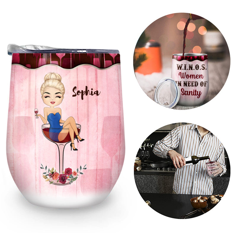 Just A Woman Who Loves Wine - Personalized Custom Wine Tumbler
