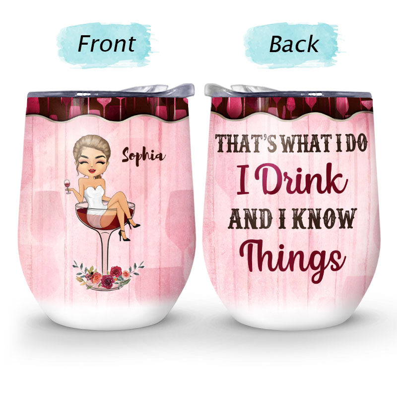 Just A Woman Who Loves Wine - Personalized Custom Wine Tumbler