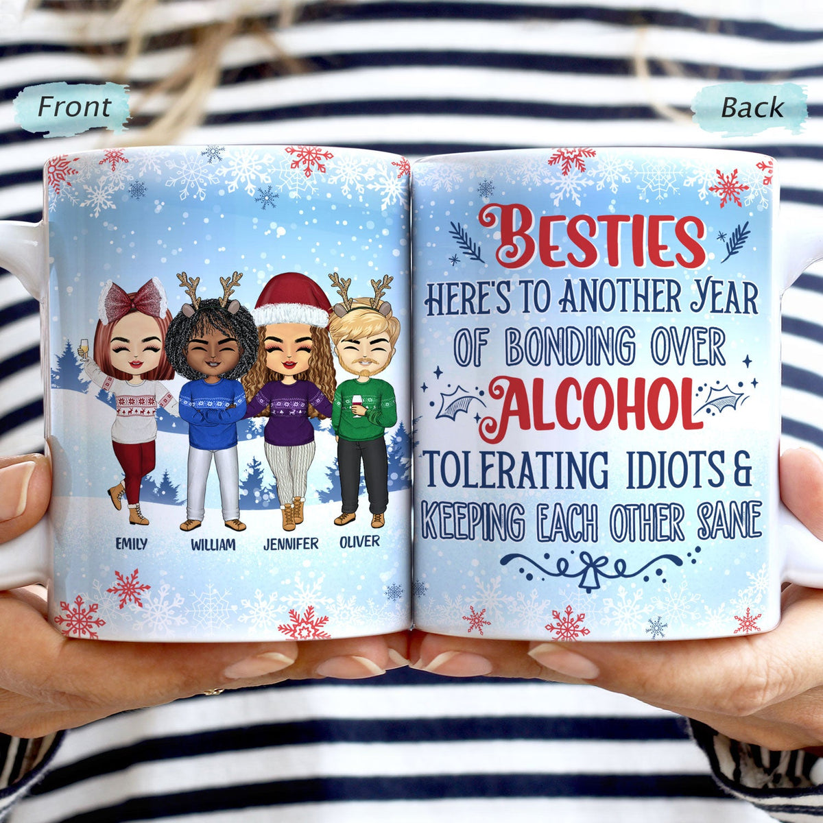You Laugh I Laugh You Cry I Cry Best Friends - Christmas Gift For Besties - Personalized Custom White Edge-to-Edge Mug