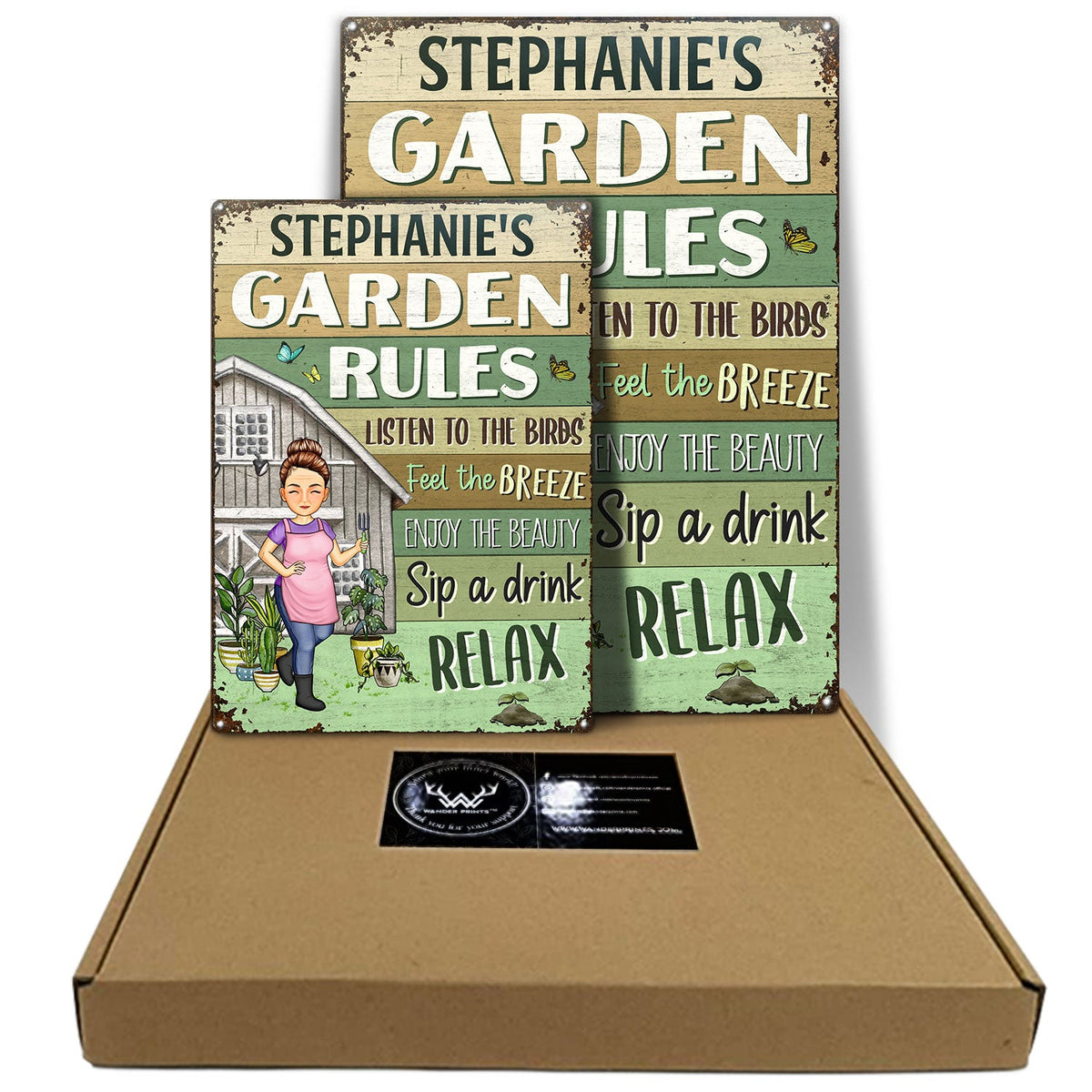 Garden Rules Listen To The Birds Feel - Birthday, Loving Gift For Yourself, Women, Men, Plant Lovers - Personalized Custom Classic Metal Signs