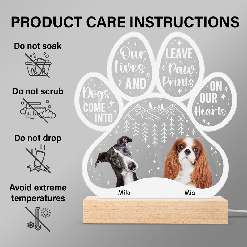Custom Photo Dogs Come Into Our Lives - Grief, Sympathy, Memorial Gift For Family, Remembrance, Dog, Cat, Pet Owner - Personalized Custom 3D Led Light Wooden Base