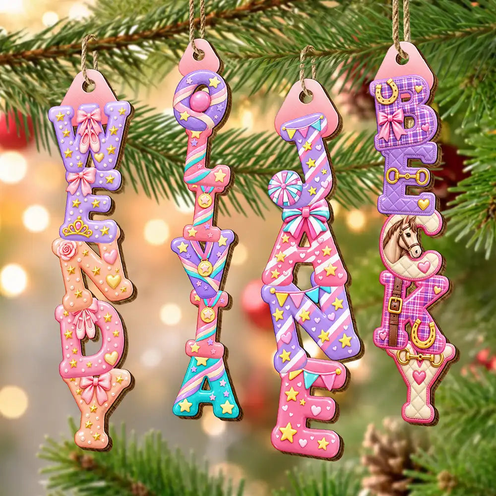 Kids Name Mermaid Unicorn Ballet Alphabet Gift For Kid Girl - Personalized Custom Shaped Wooden Ornament