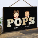 Vintage Map Papa Title - Birthday, Loving Gift For Dad, Father, Papa, Grandpa, Grandfather - Personalized Custom Wood Rectangle Sign