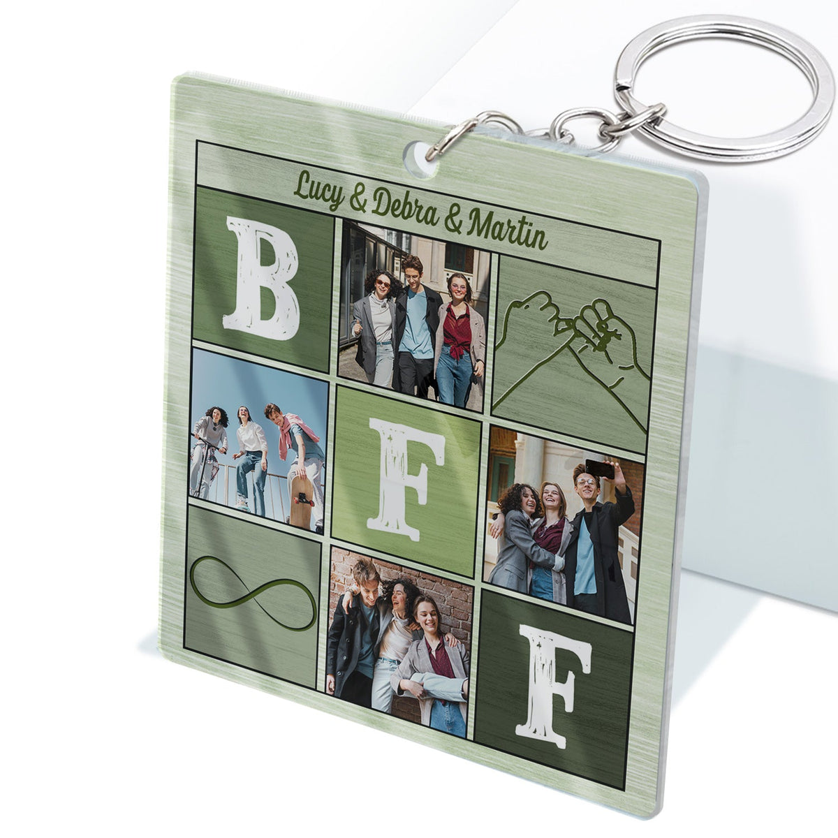 Custom Photo A Little Pocket Hug For My Bestie - Anniversary, Loving, Birthday Gift For Best Friends, BFF, Sister - Personalized Custom Acrylic Keychain