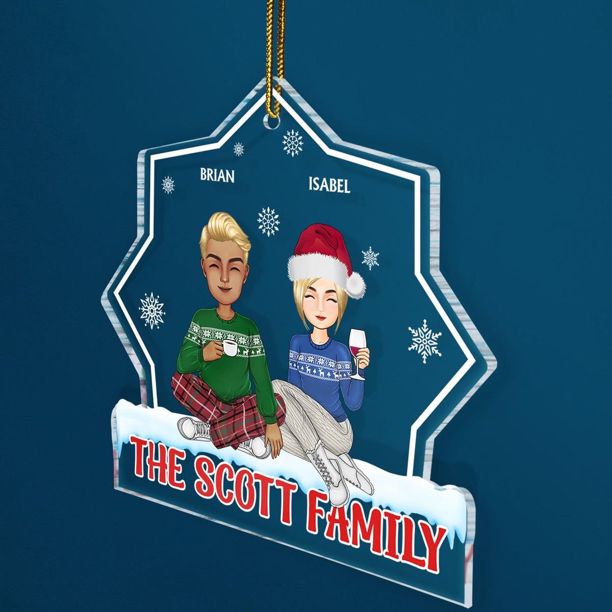 Cartoon Style - Christmas Gift For Family, Friends - Personalized Custom Shaped Acrylic Ornament