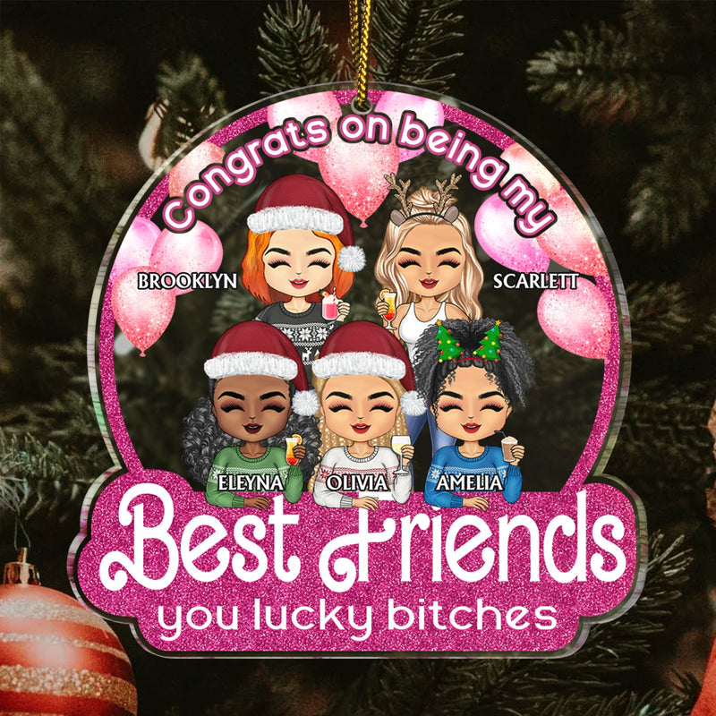 Congrats On Being My Bestie Chibi - Christmas Gifts For Besties, Friends - Personalized Custom Shaped Acrylic Ornament