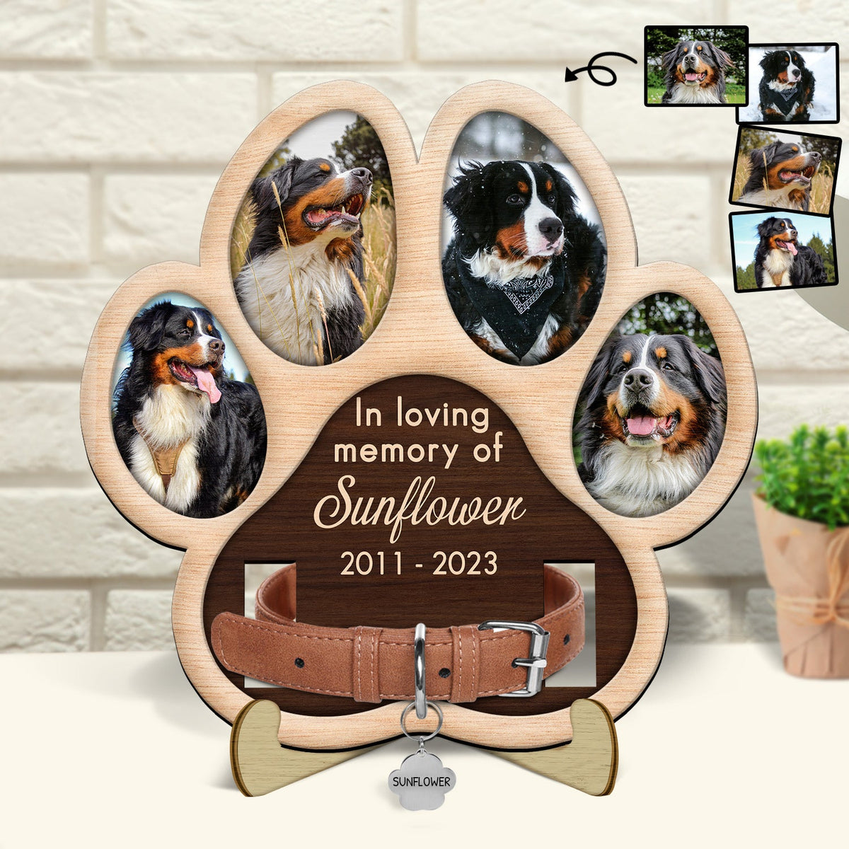 Custom Photo Paw Shape In Loving Memory - Memorial Gift For Dog Lover, Cat Mom, Pet Loss - Personalized 2-Layered Wooden Plaque With Stand