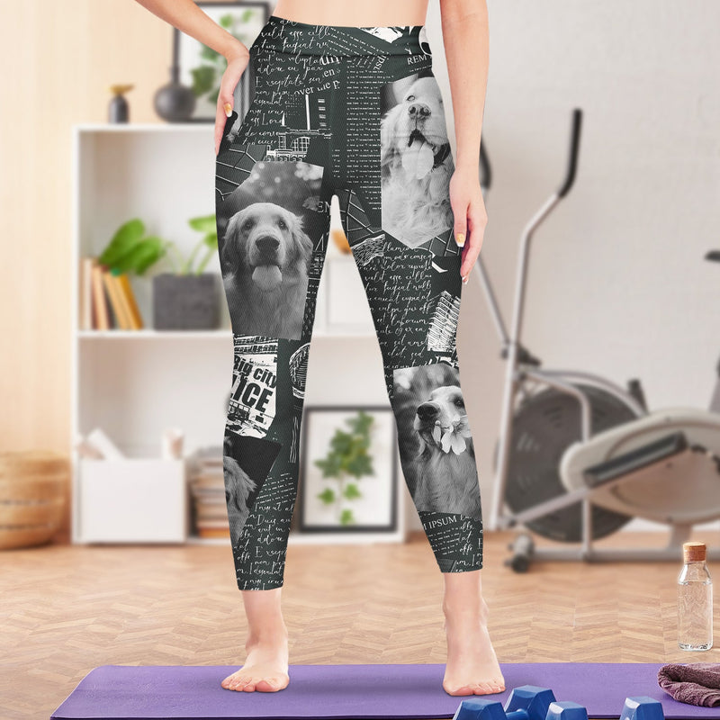 Custom Photo Newspaper - Birthday, Loving Gift For Women, Gift For Yourself, Gym Lady, Yoga Girl, Pet Mom - Personalized Leggings