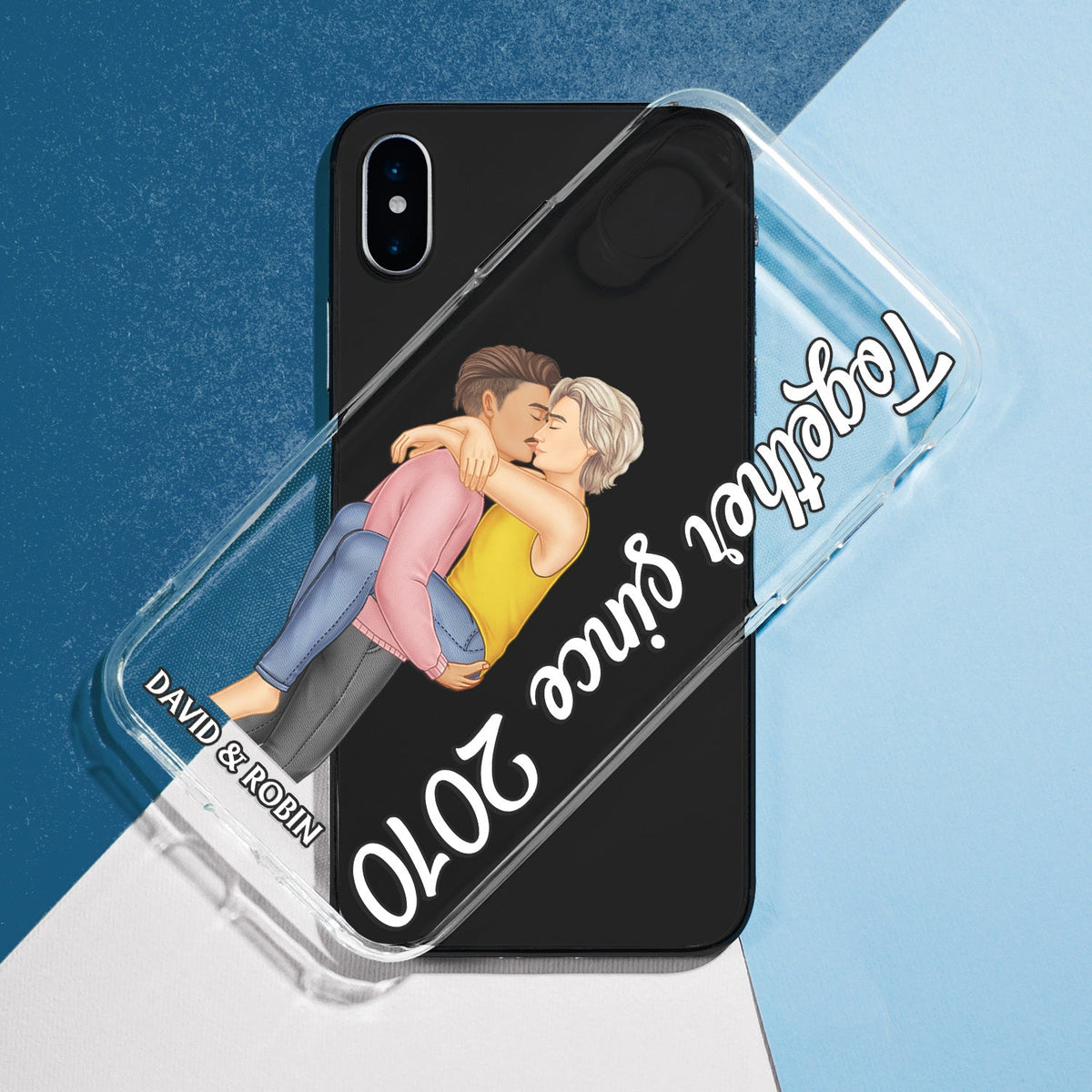 Together Since Couple Kissing - Loving, Anniversary Gift For Spouse, Husband, Wife - Personalized Clear Phone Case