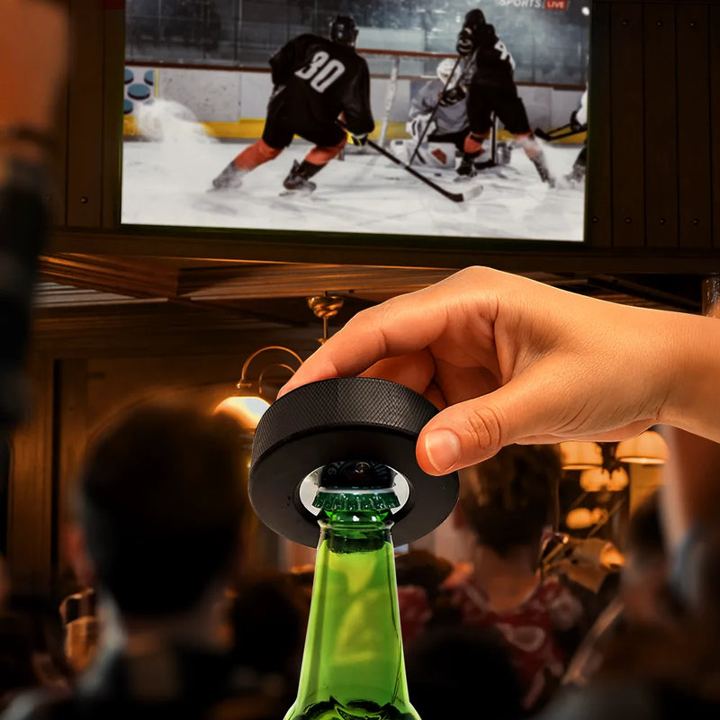 I Scored Getting You As My Dad - Personalized Hockey Puck Bottle Opener