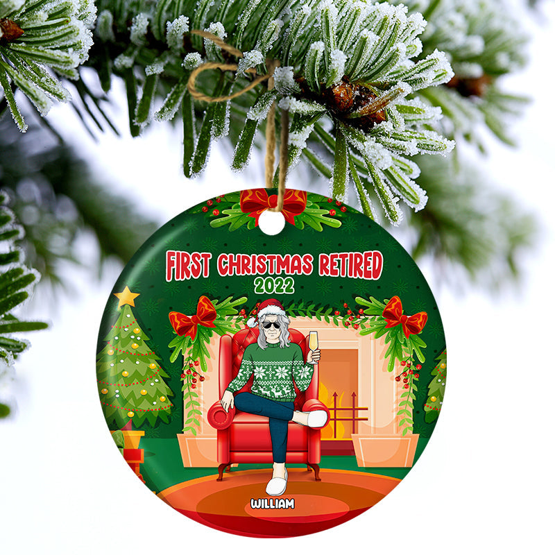 Christmas Retired 2022 Not My Problem - Personalized Custom Circle Ceramic Ornament