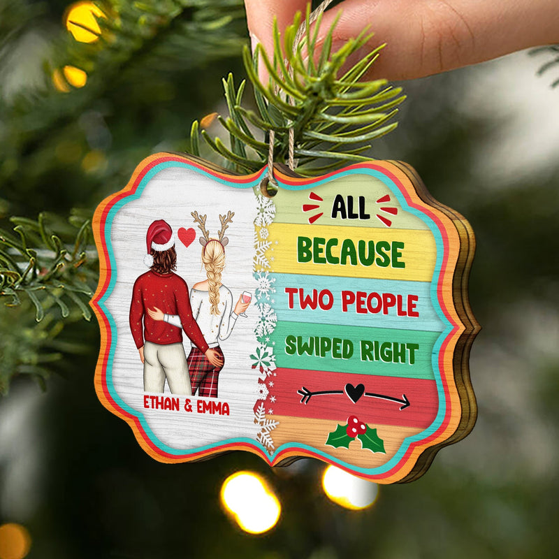 Christmas Couple You're My Love You're My Life - Gift For Couples - Personalized Medallion Wooden Ornament
