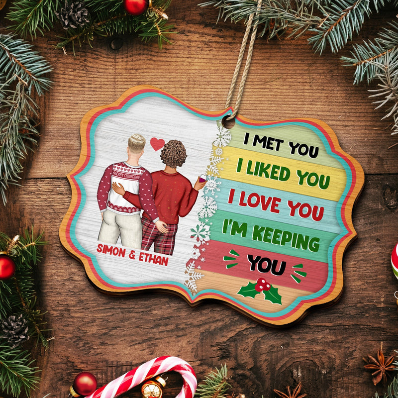 Christmas Couple You're My Love You're My Life - Gift For Couples - Personalized Medallion Wooden Ornament