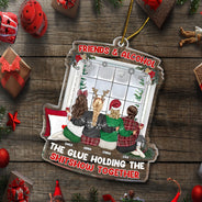Christmas Bestie Back Side Friends & Alcohol - Gift For Bestie - Personalized Custom Shaped Acrylic Ornament