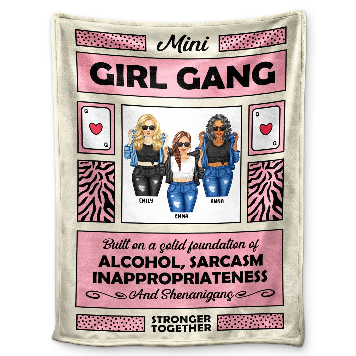 Mini Girl Gang - Gift For Sisters And Best Friends - Personalized Fleece Blanket