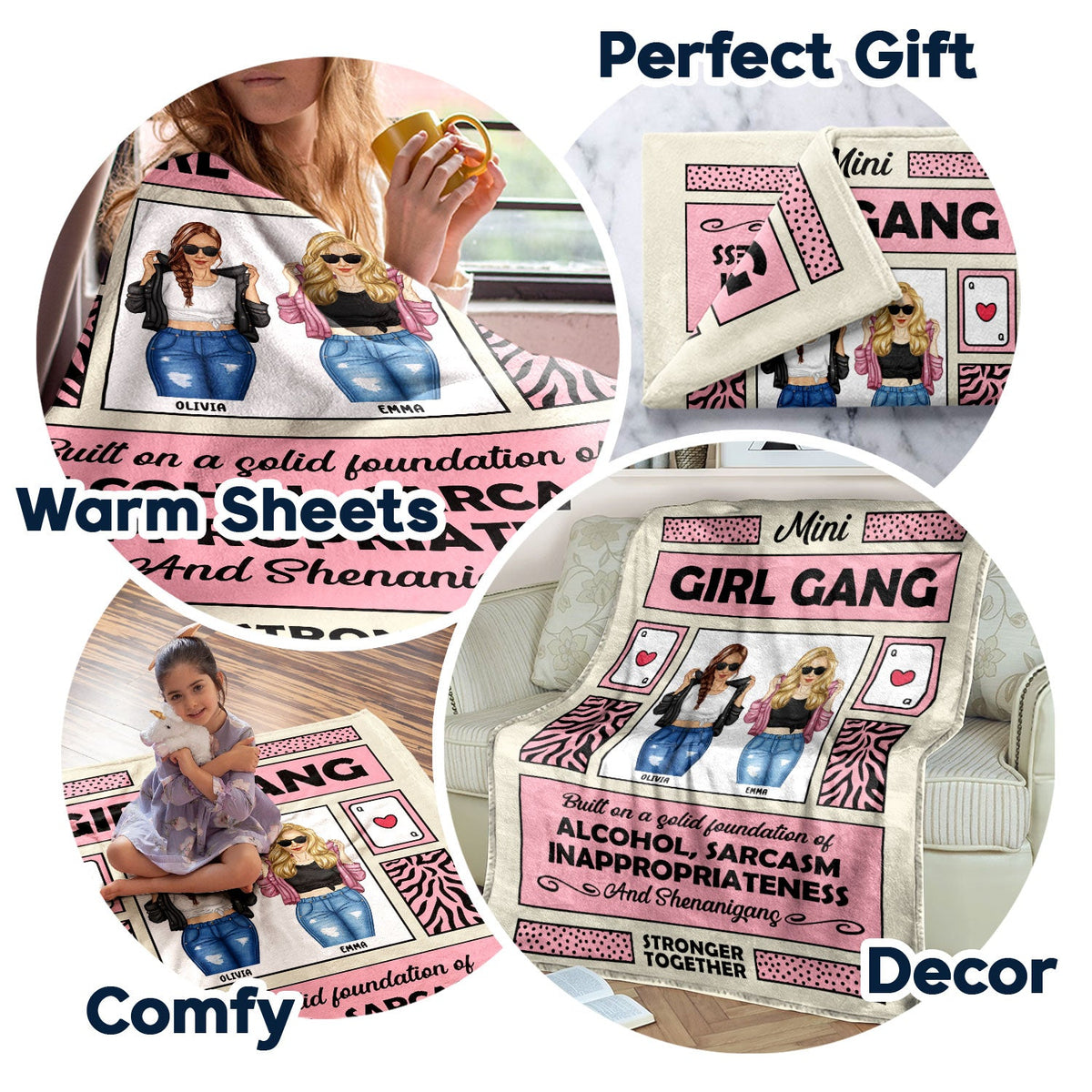 Mini Girl Gang - Gift For Sisters And Best Friends - Personalized Fleece Blanket