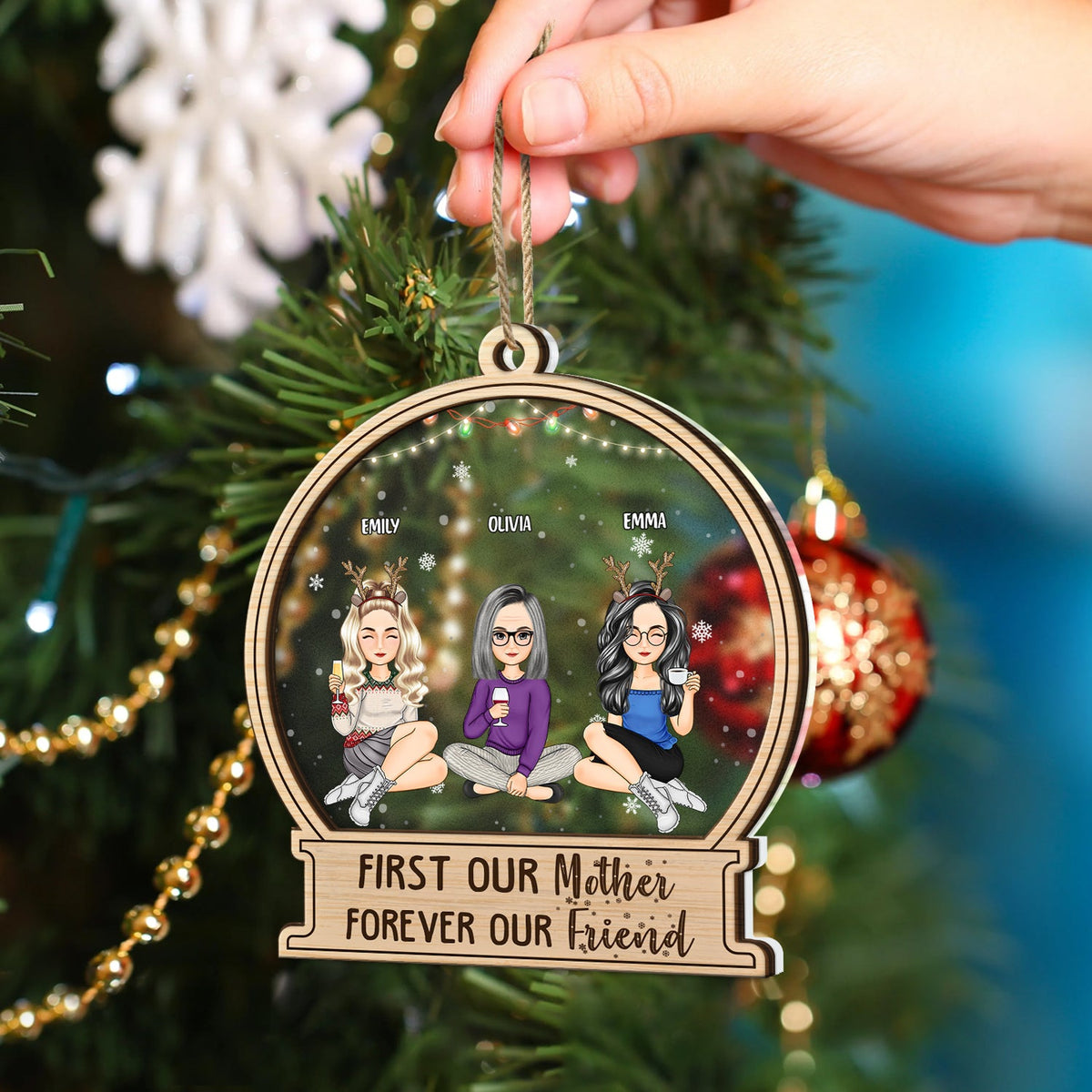 Christmas Mother & Daughter From The Start - Gift For Mother - Personalized 2-Layered Mix Ornament