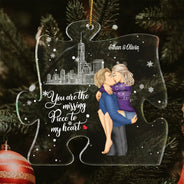 Christmas Couples You Are The Missing Piece To My Heart - Gift For Couples - Personalized Custom Shaped Acrylic Ornament