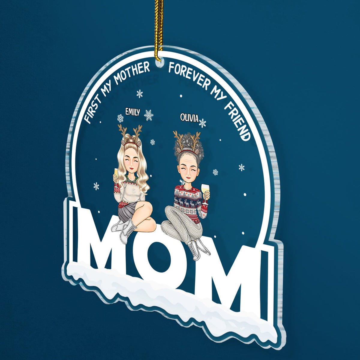 Christmas Mother & Daughter From The Start - Gift For Mom - Personalized Custom Shaped Acrylic Ornament