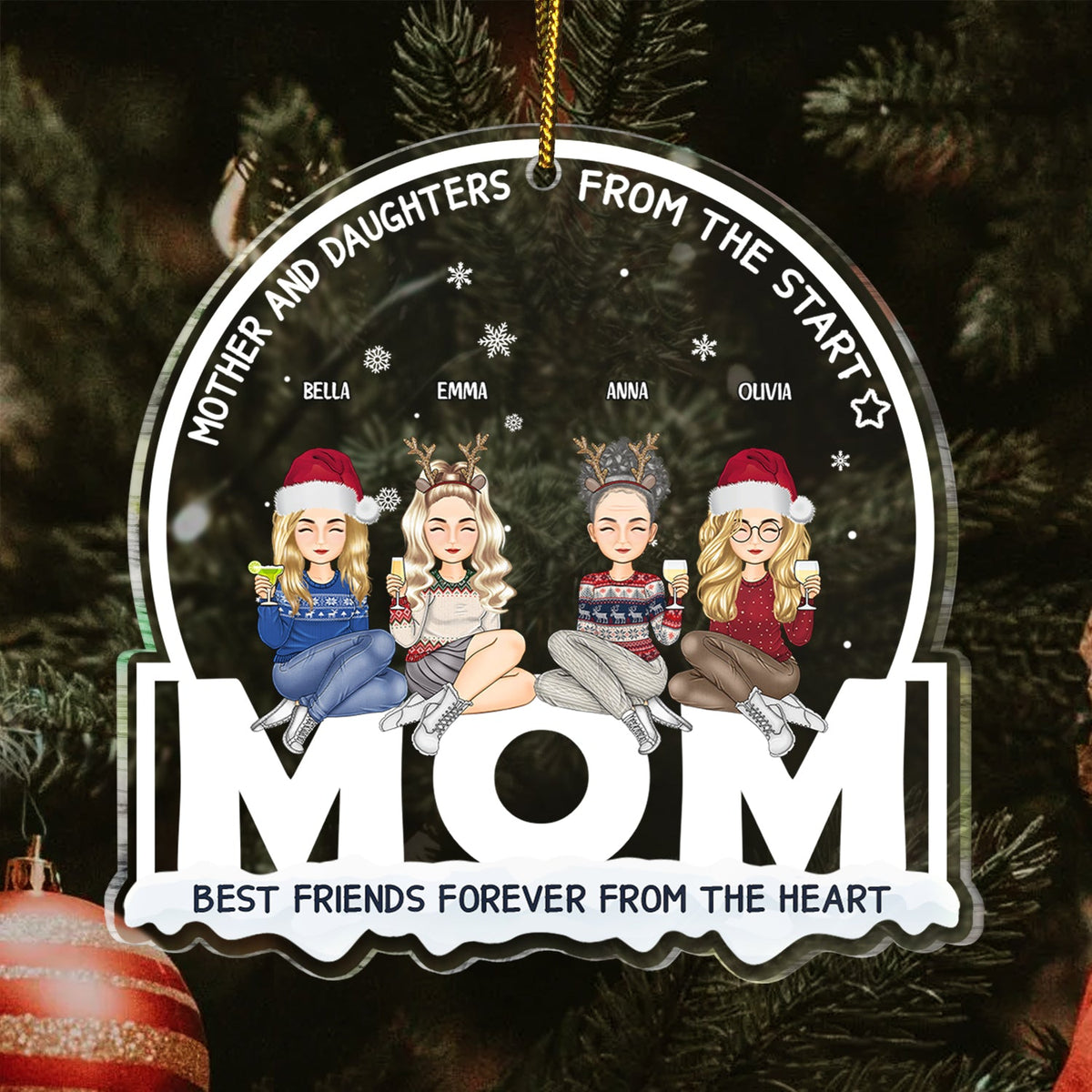 Christmas Mother & Daughter From The Start - Gift For Mom - Personalized Custom Shaped Acrylic Ornament