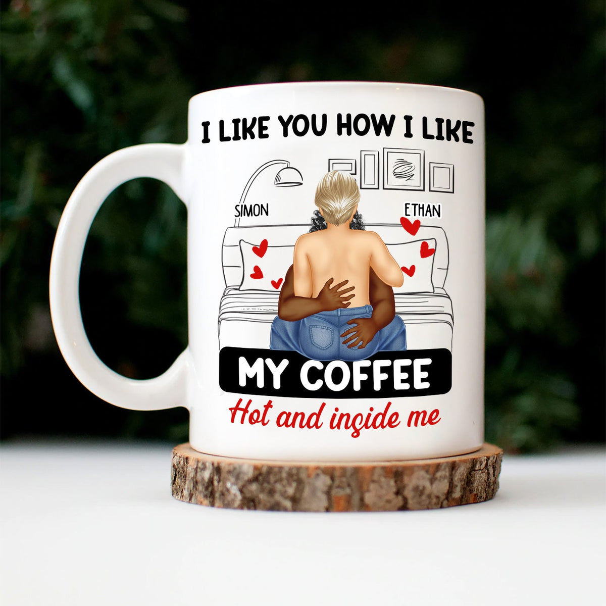 Couple Kissing I Like My Coffee Hot & Inside Me - Gift For Couples - Personalized Mug