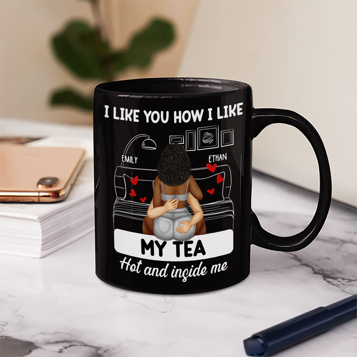 Couple Kissing I Like My Coffee Hot & Inside Me - Gift For Couples - Personalized Mug
