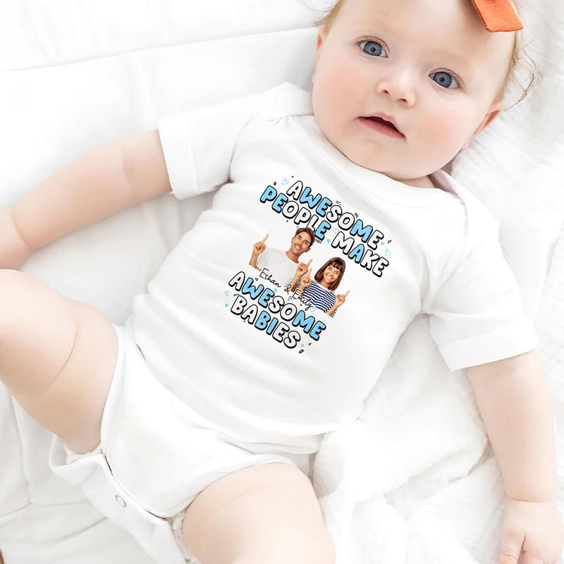 Custom Photo Awesome People - Gift For Newborn Baby - Personalized Baby Onesie