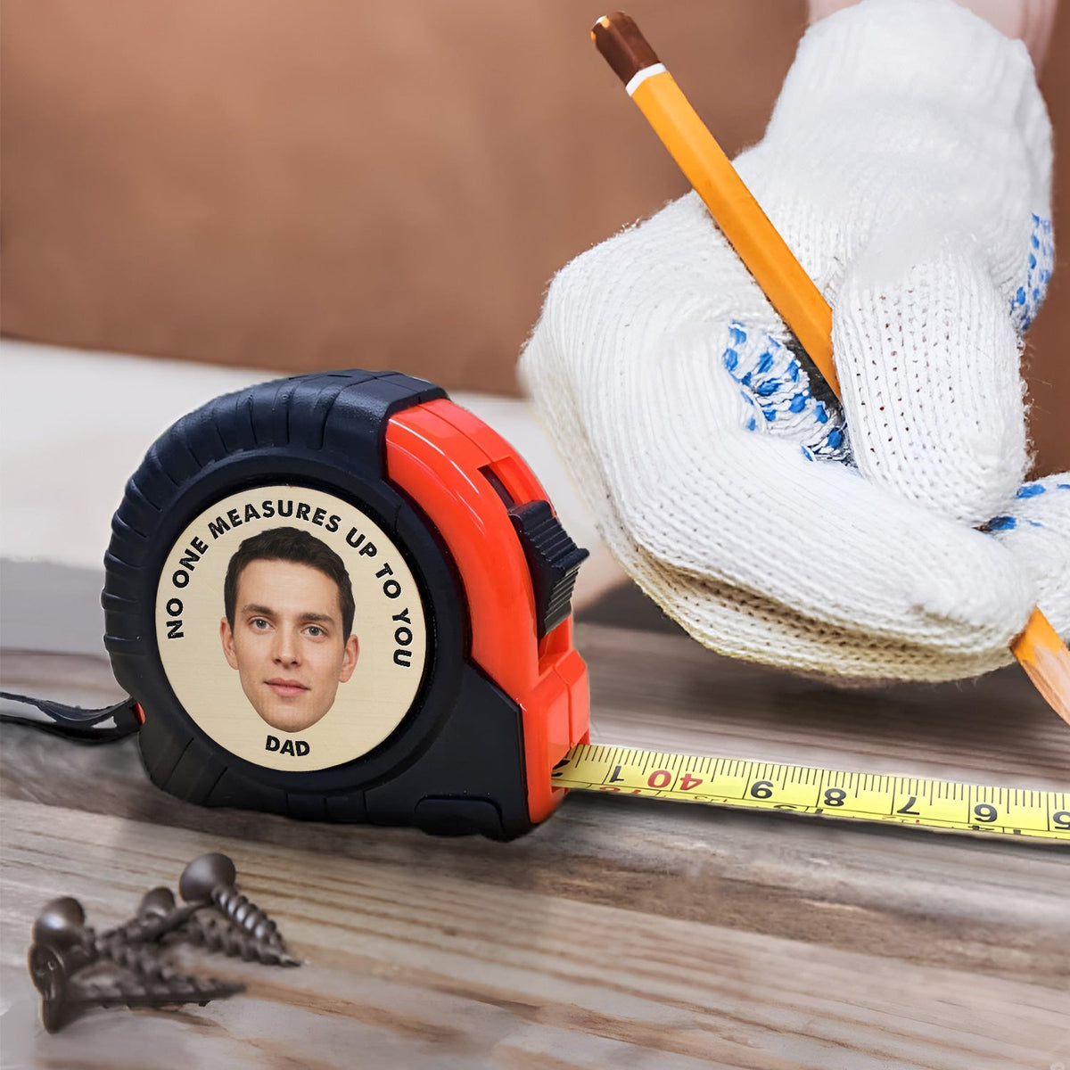 Custom Photo No One Measures Up To You - Gift For Father - Personalized Tape Measure